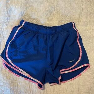 Nike Women's Athletic Shorts in Blue with Pink Trim